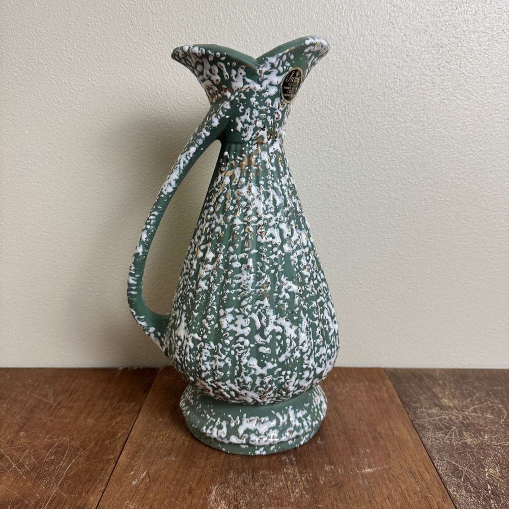 Savoy Hand Decorated 20K Gold‎ Green White Speckled Pitcher